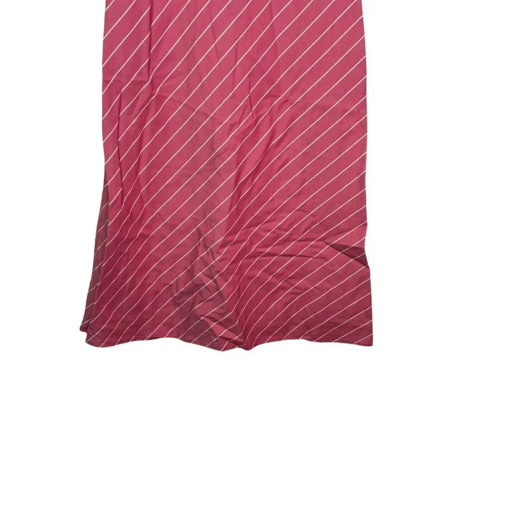 J.Crew‎ Women Dress Petite V Neck A-Line Midi Sleeveless Striped Pink White P6